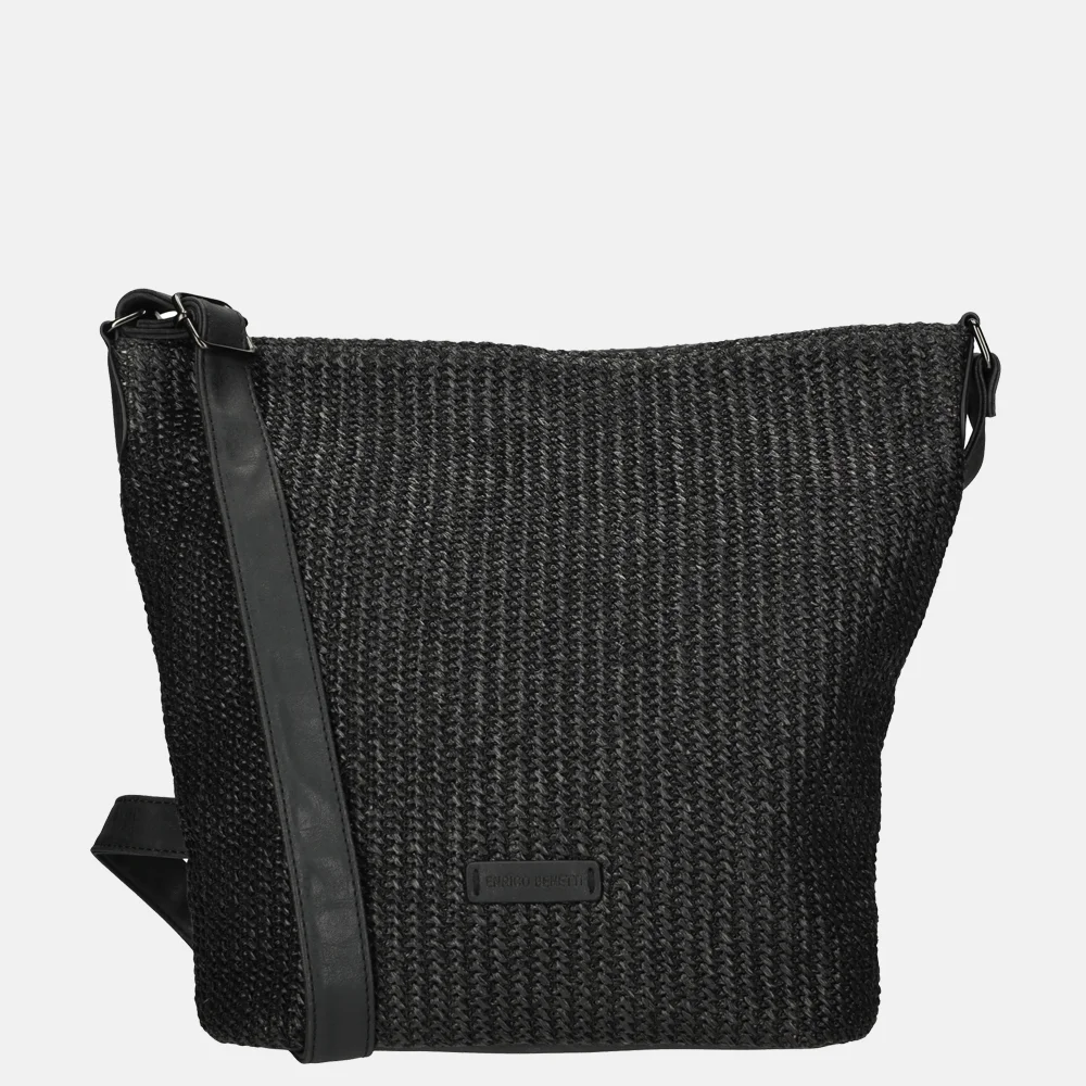 Enrico Benetti Raffia crossbody tas M zwart